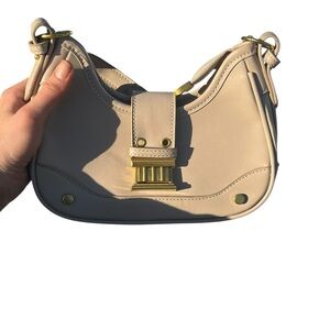 MCM Cream Shoulder Bag with Gold Accents